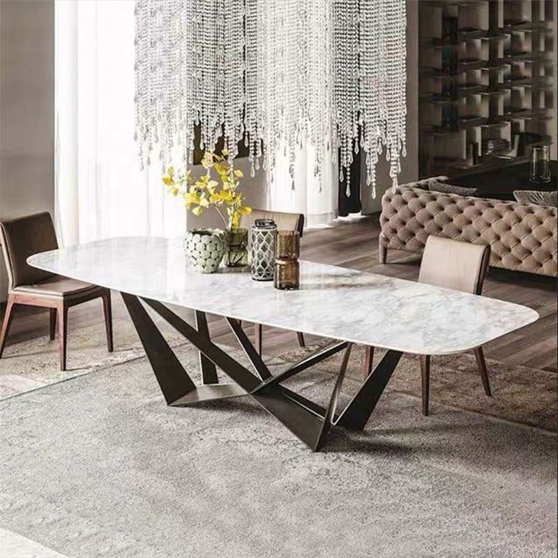 Youtai Italian Light Luxury Modern Vintage Rectangular Granite Marble Dining Table for Dining Room Furniture