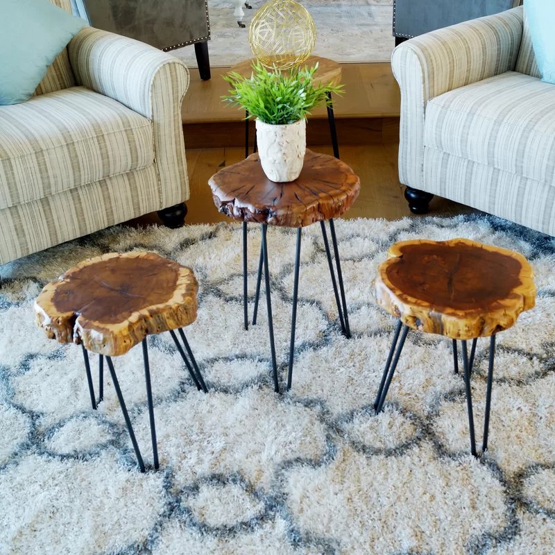 Live Edge Acacia Wood And Metal Dining Table At Low Price