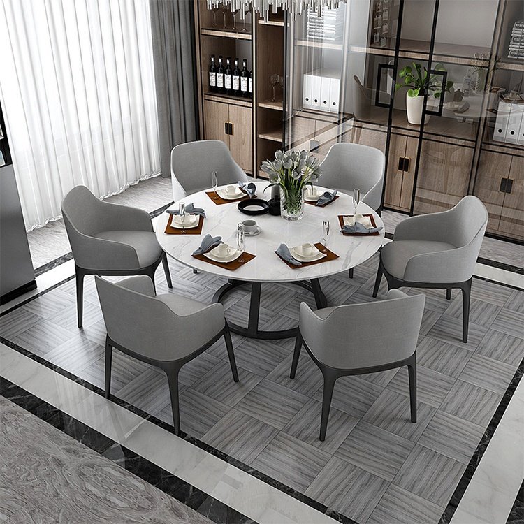 Modern dining furniture round marble top gold steel 8 seater dining tables dining room table set