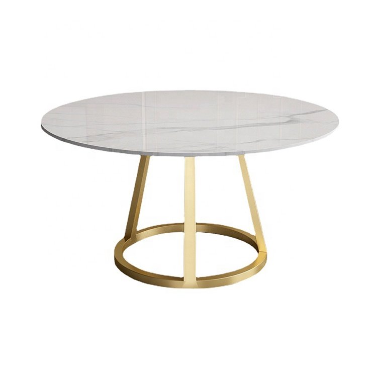 Modern dining furniture round marble top gold steel 8 seater dining tables dining room table set