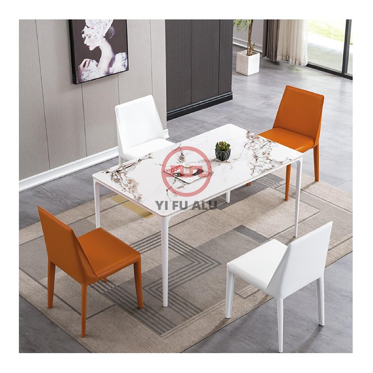 Luxury nordic modern design square rectangle sintered stone dining table dining room furniture set dining table