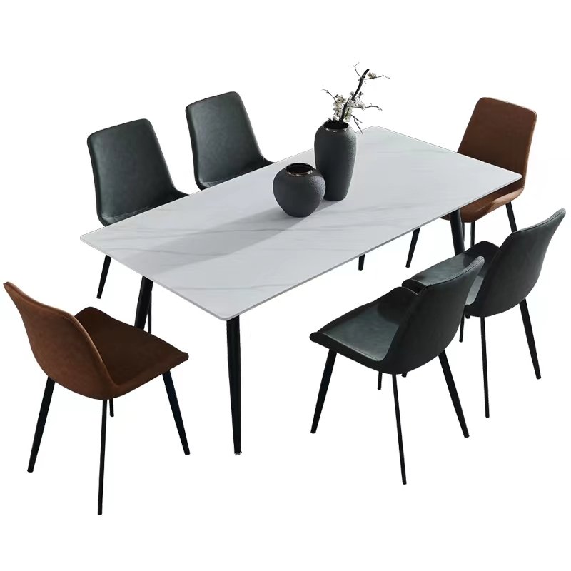 New modern simple rock stone top dining table set dinning room set
