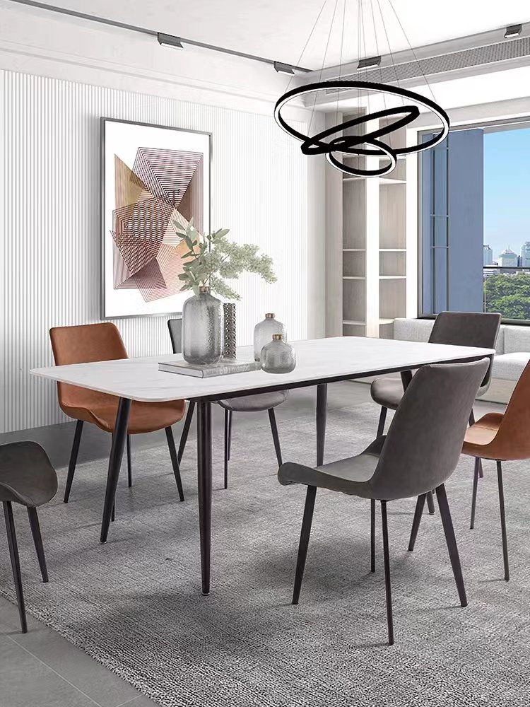 New modern simple rock stone top dining table set dinning room set