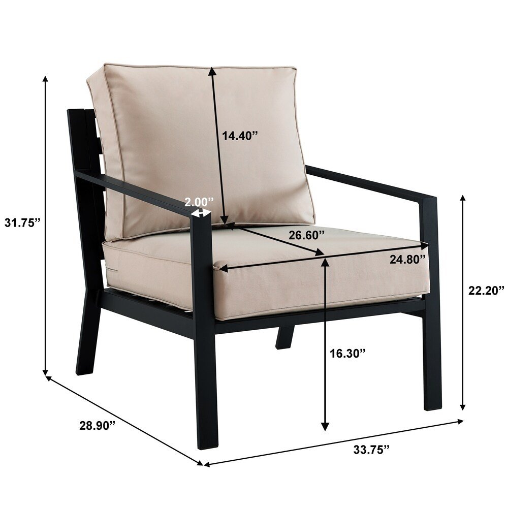 Hwasa black aluminum terrace sofa set with thick oat cushions for indoor and outdoor.