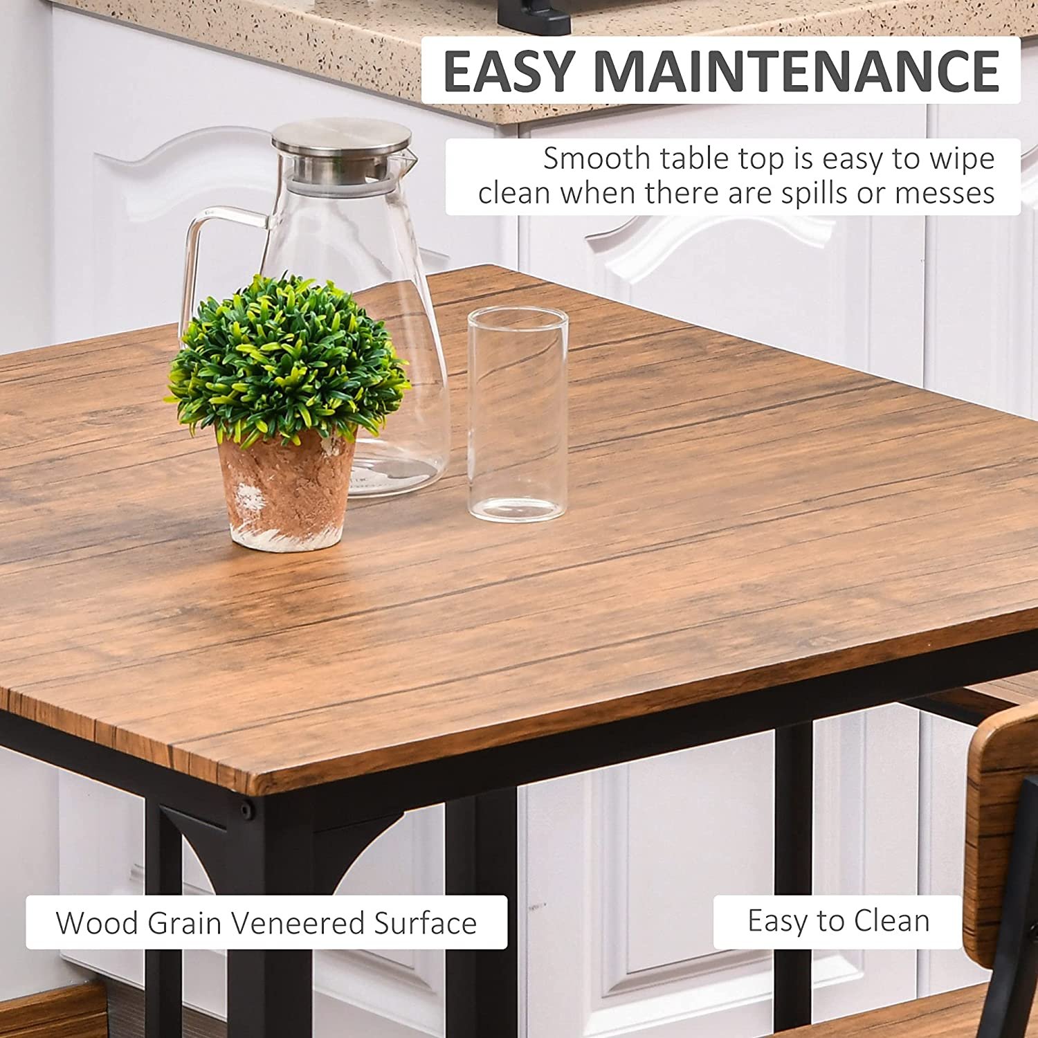 light luxury Counter Height Bar Table Set Compact Kitchen Table 4 Chairs Set with Footrest