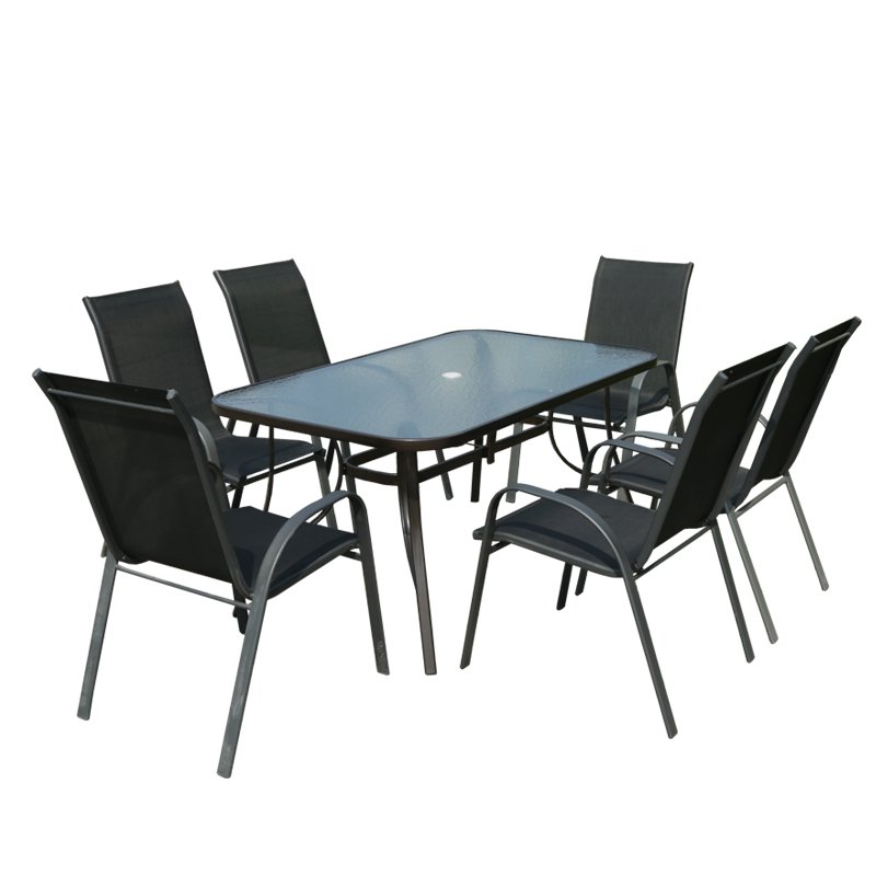 All weather Comfort Dining Chair Square 4Seater Table Leisure Furniture Patio Outdoor 5Pcs Garden Set