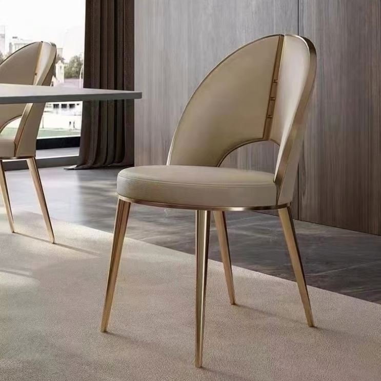 Dining chair Simple modern dining table chair light luxury high sense hotel restaurant dining chair soft bag backrest stool