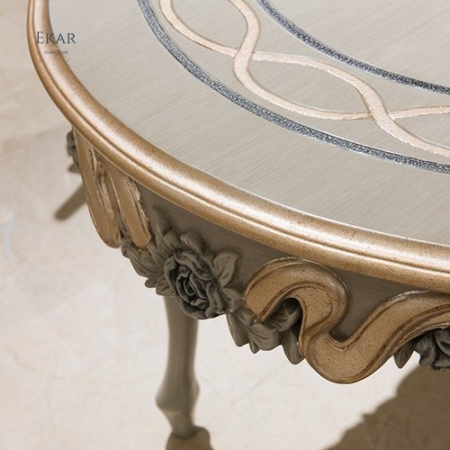 Luxury Classic Dining Room Furniture Royal Antique Oval Dinning Table Hand Carved Flowers Dining Table Chairs Set