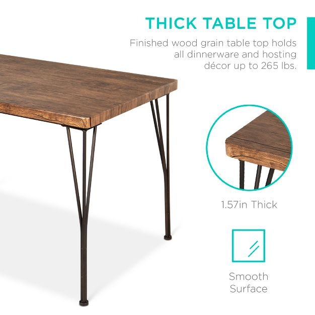 5-Piece Metal and Wood Indoor Modern Industrial Kitchen Dining Table Set for Kitchen Dining Room Dinette Breakfast Nook 4 Chairs