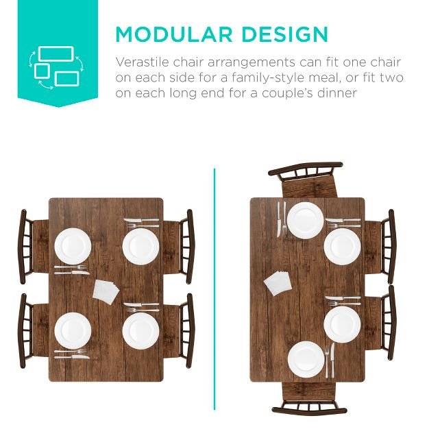 5-Piece Metal and Wood Indoor Modern Industrial Kitchen Dining Table Set for Kitchen Dining Room Dinette Breakfast Nook 4 Chairs