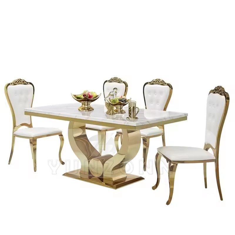 Modern Marble Luxury Dining Table Set Glass Metal for Home Hotel Kitchen Restaurant Living Room Outdoor or Bathroom Use