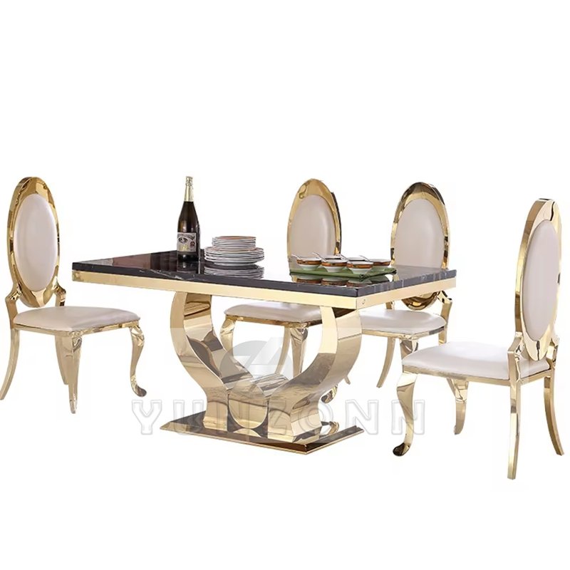 Modern Marble Luxury Dining Table Set Glass Metal for Home Hotel Kitchen Restaurant Living Room Outdoor or Bathroom Use
