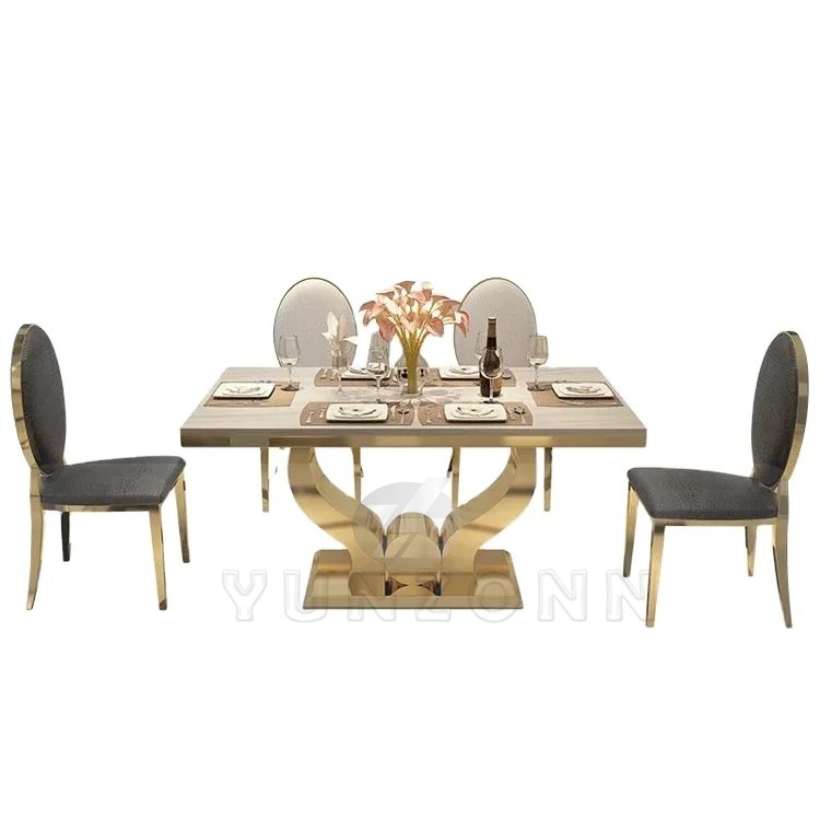 Modern Marble Luxury Dining Table Set Glass Metal for Home Hotel Kitchen Restaurant Living Room Outdoor or Bathroom Use