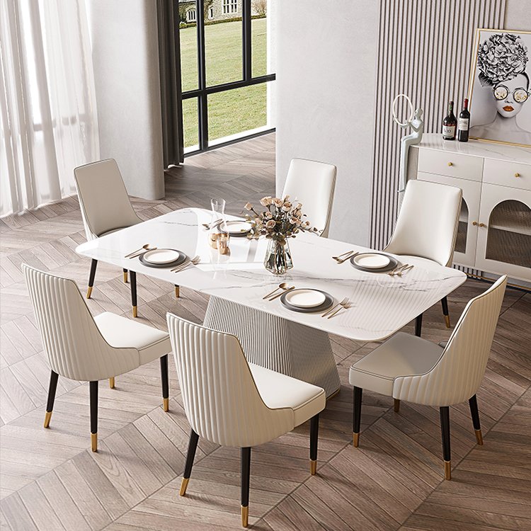 modern New design dining table and 6 chair set restaurant furniture