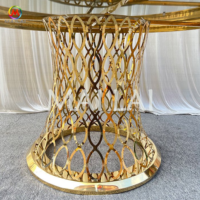 Rental High Quality Event Round Table With Mirror Glass Top High-end Wedding Hotel Dining Table For Sale