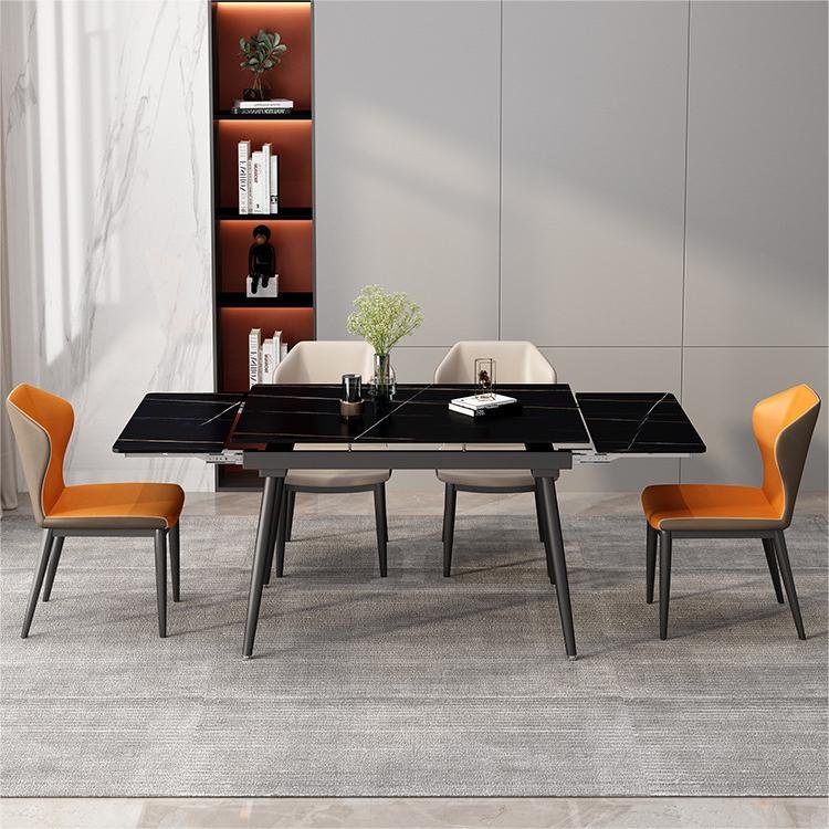 modern minimalist style artist stone slate dining table extendable dining room space saving dining table and chair set