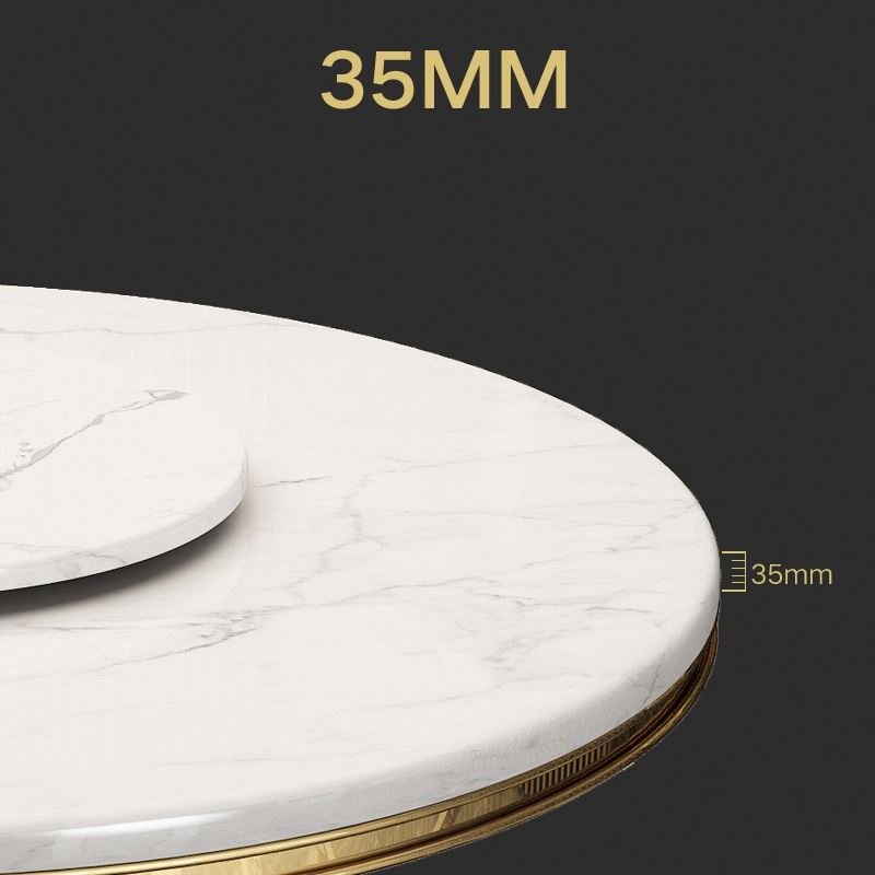 modern luxury style white round marble top dining table sets with turntable and 6 chairs for restaurant furniture