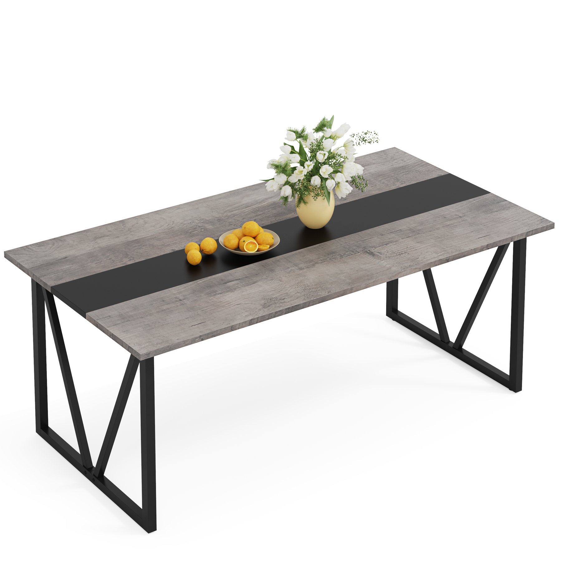 Tribesigns Modern Square Grey Wood Restaurant Dining Table For Dining Room