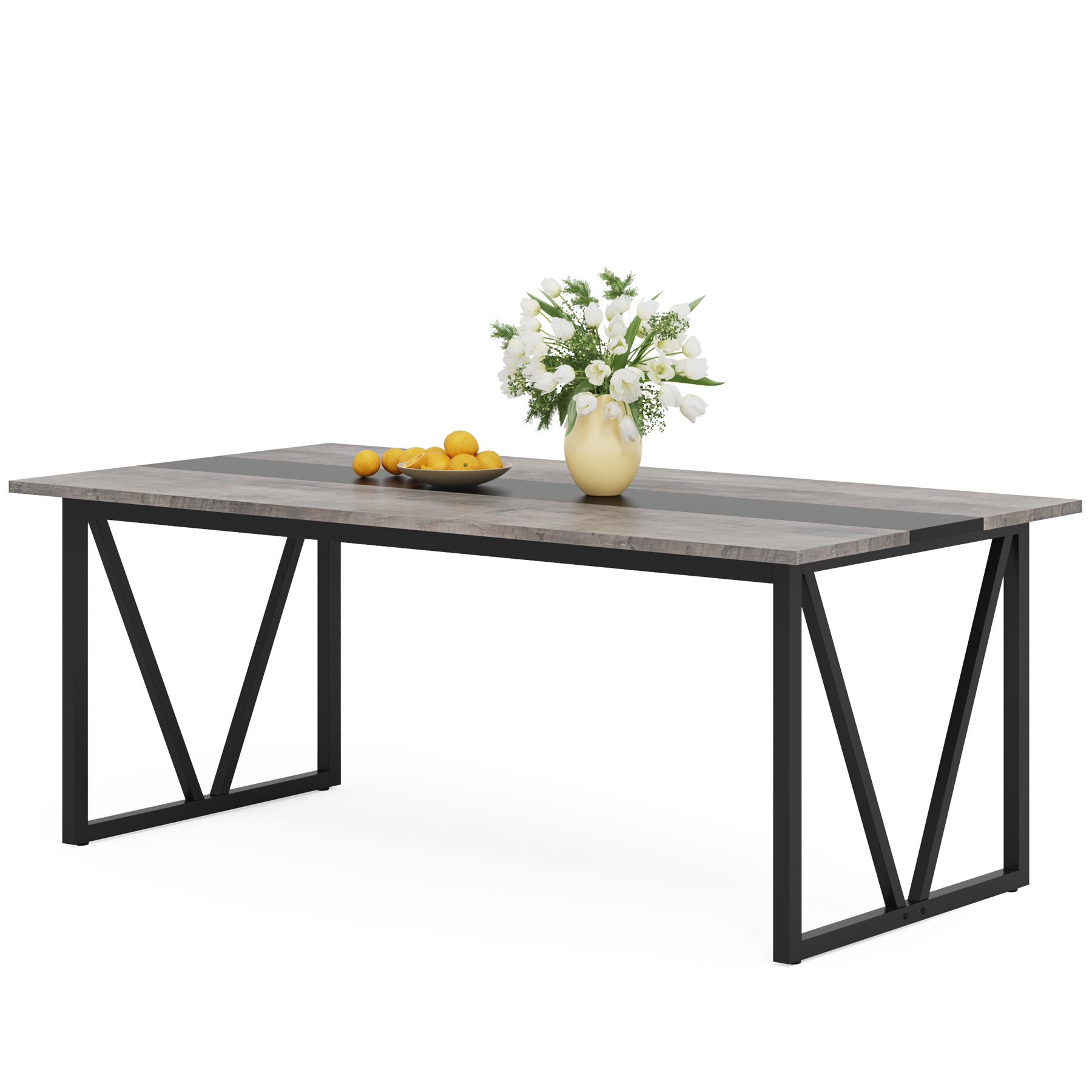 Tribesigns Modern Square Grey Wood Restaurant Dining Table For Dining Room