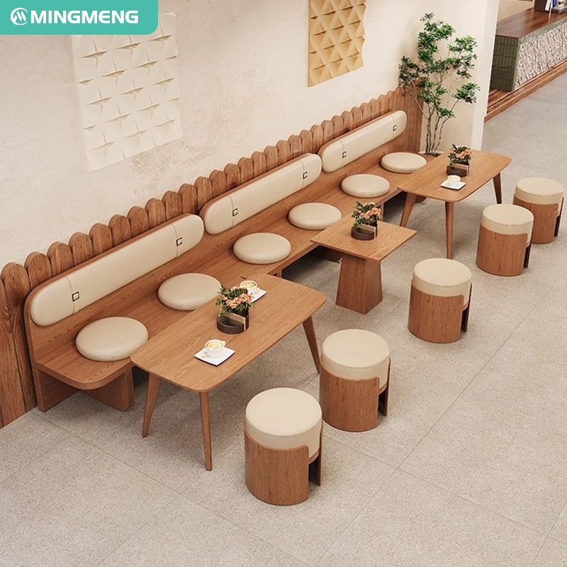 Durable Cafe Chair Table Set Wood Restaurant Furniture in Coffee Shop Style for Dining for Hotels and Restaurants