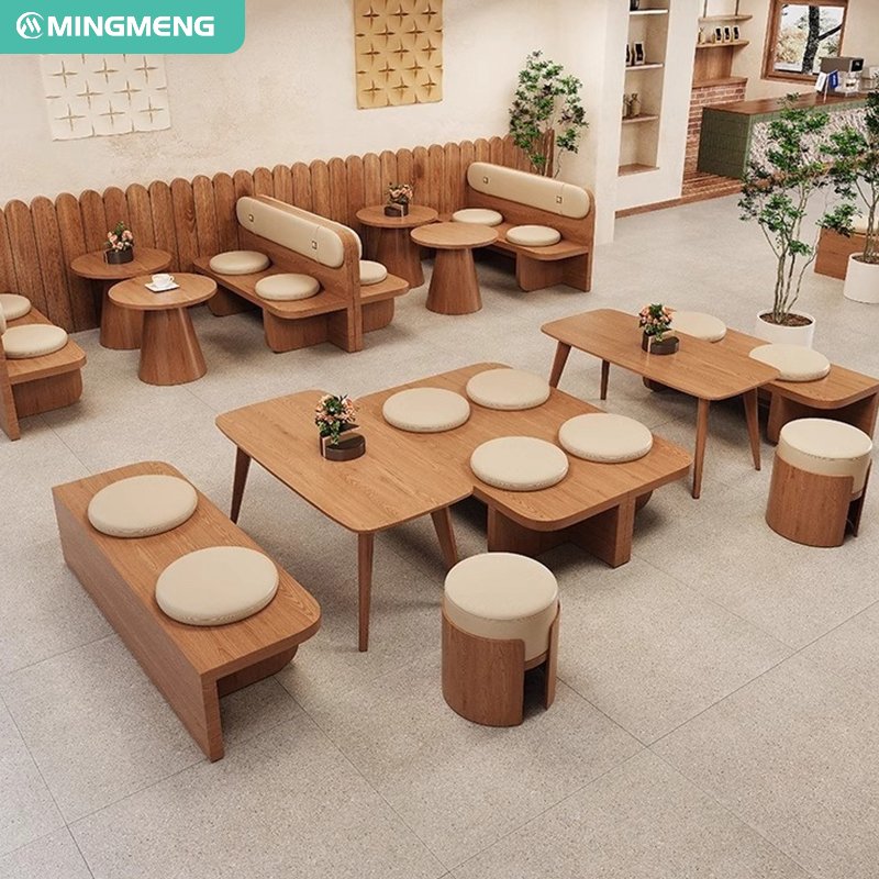 Durable Cafe Chair Table Set Wood Restaurant Furniture in Coffee Shop Style for Dining for Hotels and Restaurants