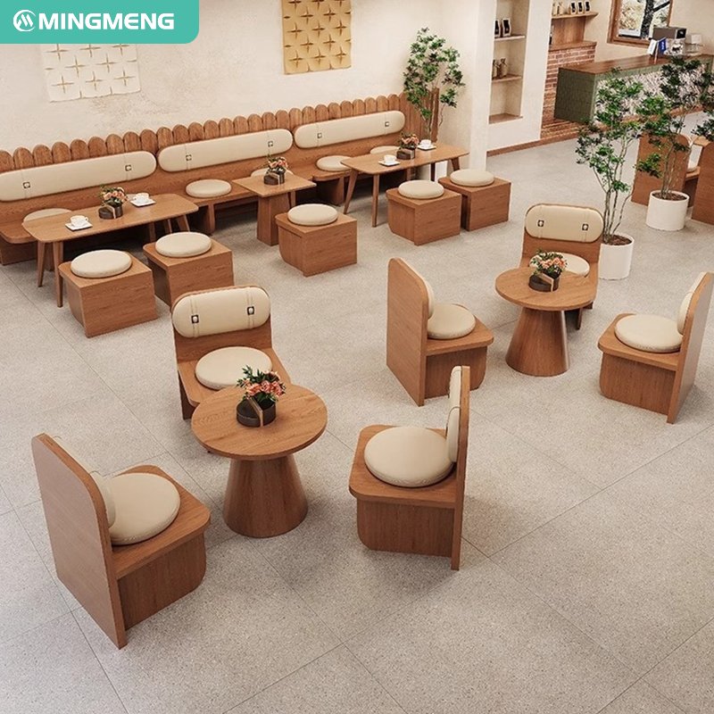 Durable Cafe Chair Table Set Wood Restaurant Furniture in Coffee Shop Style for Dining for Hotels and Restaurants