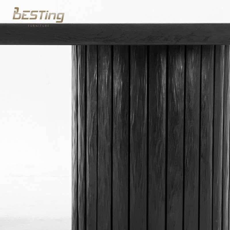 Italian luxury modern designer solid wood furniture wabi sabi black round dining table or workbench