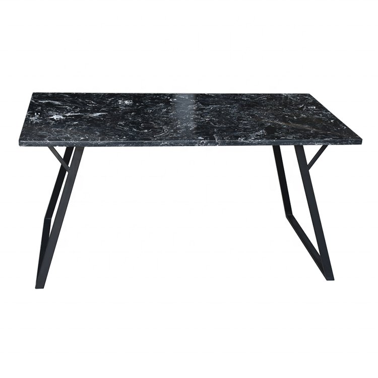 Wholesale High Quality Black Marble Material Metal Iron Leg Dining Table