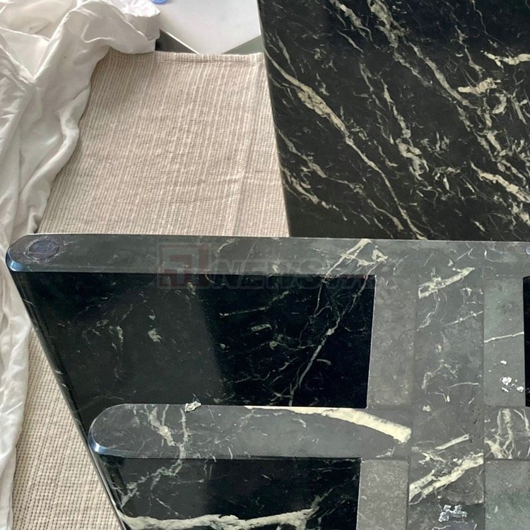 Custom made furniture nero marquina black dining table modern marble center dining tables