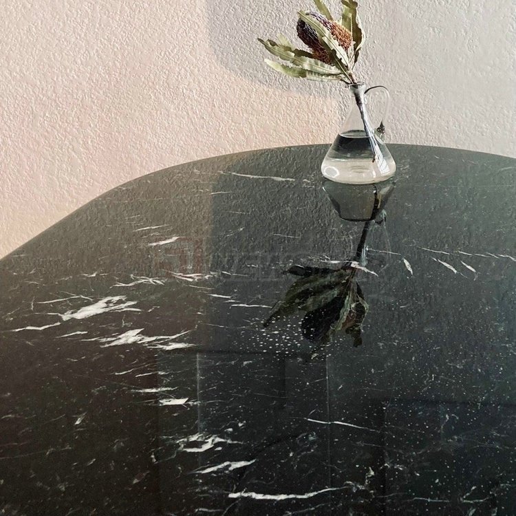 Custom made furniture nero marquina black dining table modern marble center dining tables