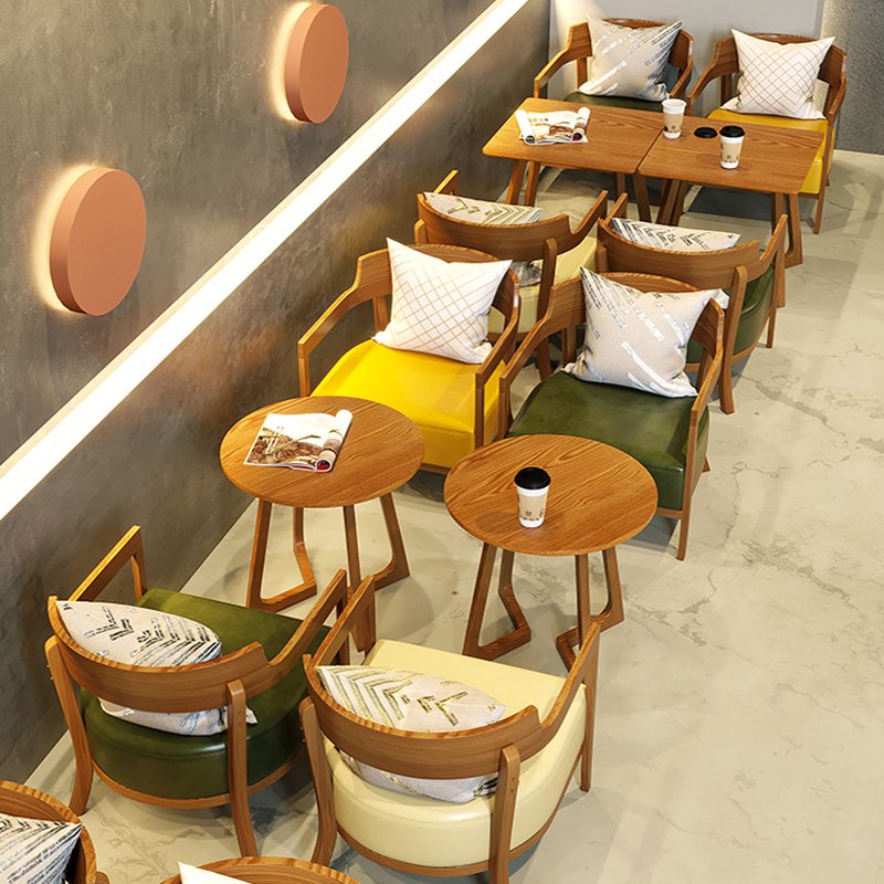 Hot selling booth sofa table and chair combination simple wooden dining table and chair for coffee shop restaurant reception