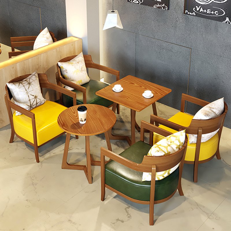 Hot selling booth sofa table and chair combination simple wooden dining table and chair for coffee shop restaurant reception