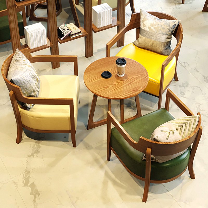 Hot selling booth sofa table and chair combination simple wooden dining table and chair for coffee shop restaurant reception