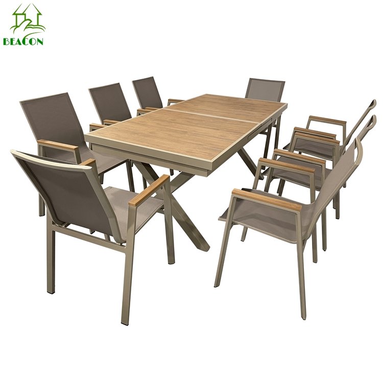 Extend metal outdoor terrace balcony dining table and chair set for 8 luxury outdoor dining table & 8 chair