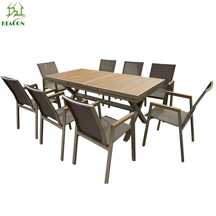 Extend metal outdoor terrace balcony dining table and chair set for 8 luxury outdoor dining table & 8 chair