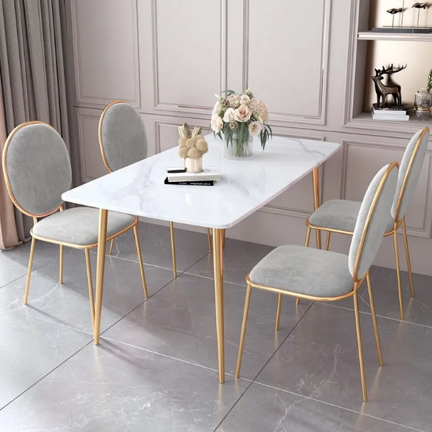 home decor luxury furniture dining room set marble metal ultra Modern Dining Tables with 6 chairs tables and for restaurant