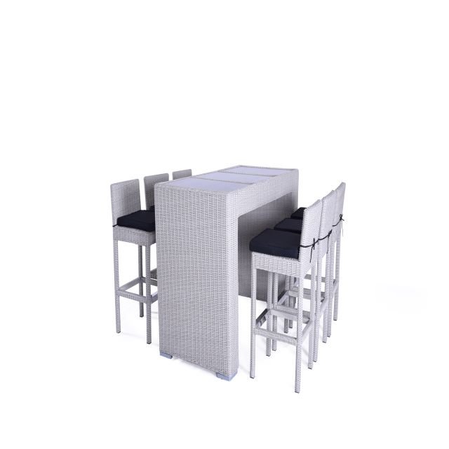 Modern Outdoor Dining Table Set for Restaurant Hotel Garden Park Mall Durable Metal Steel Rattan Fabric for Kitchen Mall Use