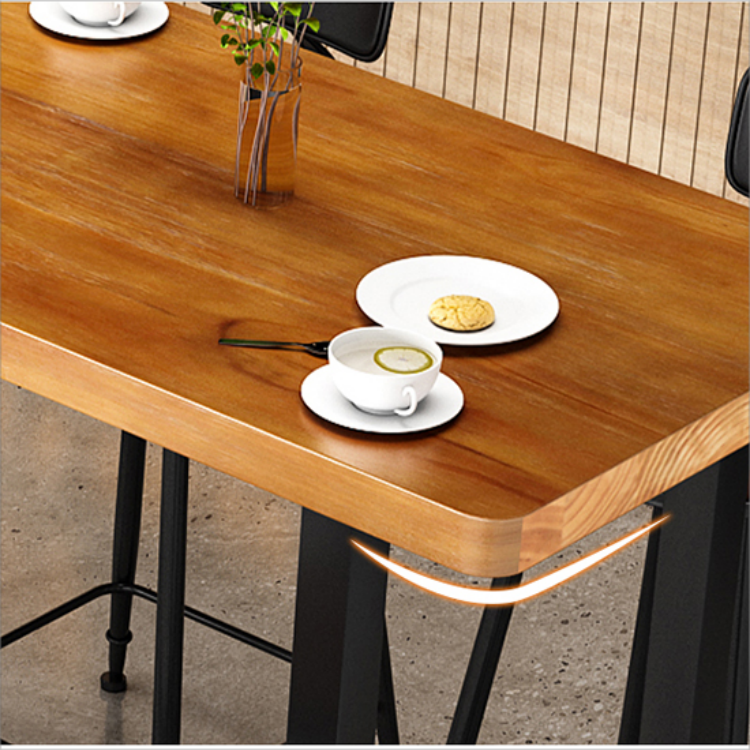 High-end luxury wooden dining table restaurant high back bar table and chair set for coffee shop