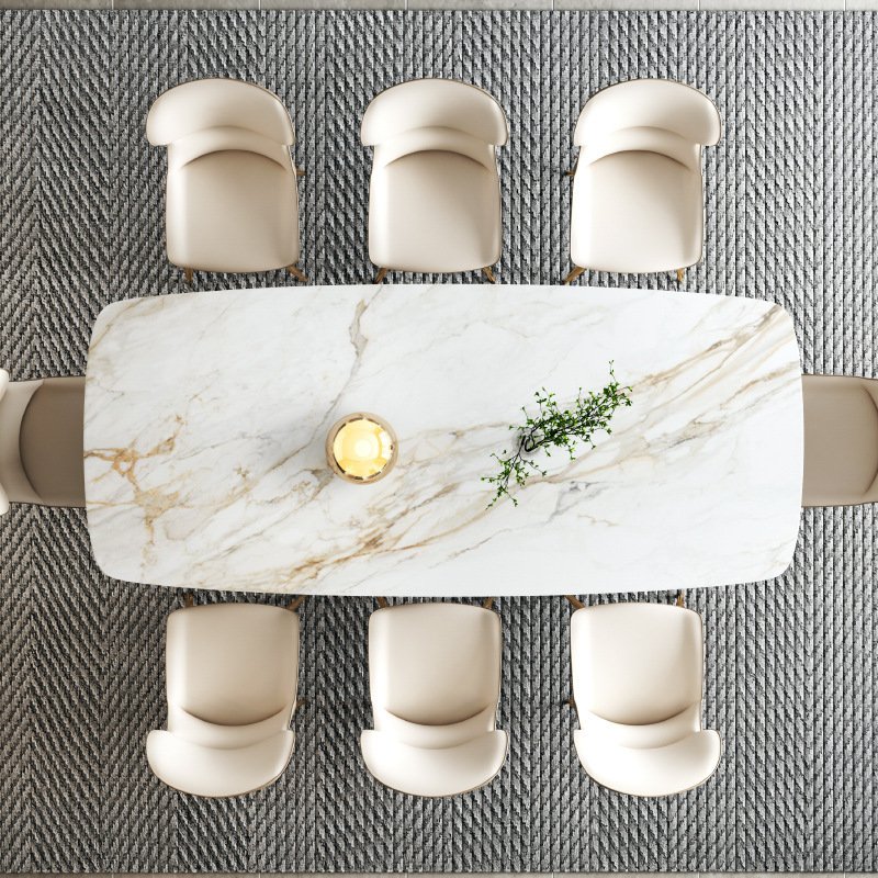 Wholesale Italian modern simple style dining room set marble veins Dining Table chair light luxury Dining Table