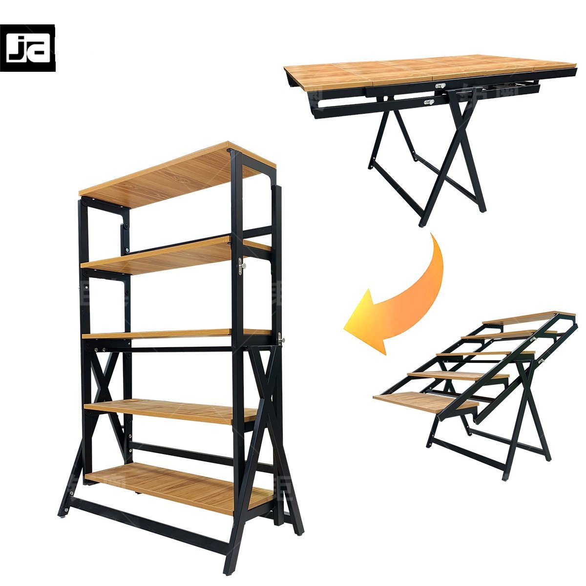 European style Heavy duty Multi-use table folding dining table to shelf
