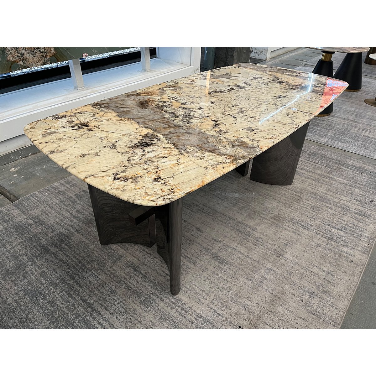 Luxury beige marble table board modern minimalist furniture table set