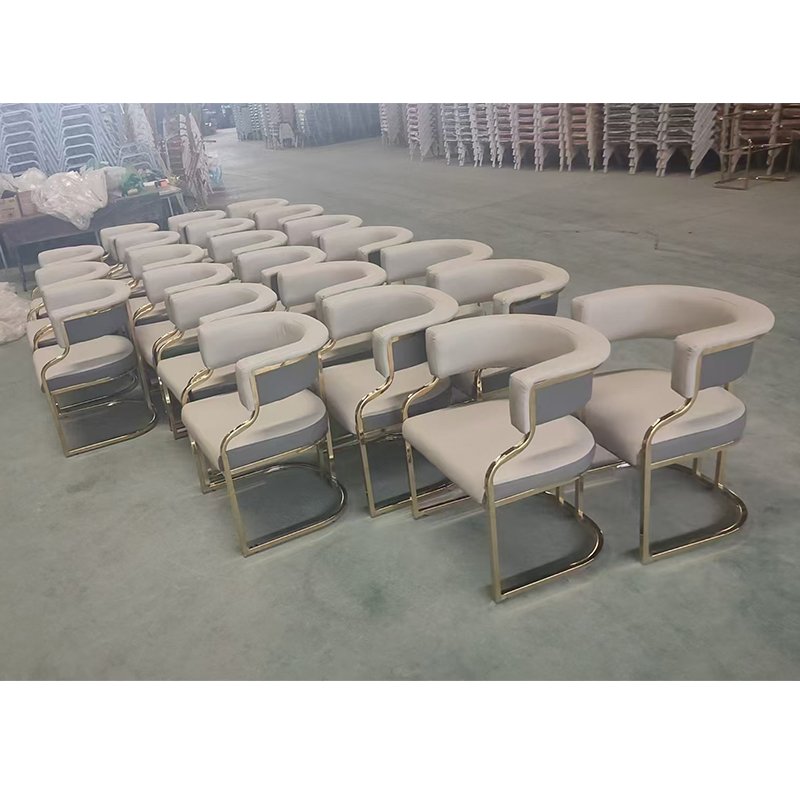 Hotel dining room chair luxury modern gold stainless steel living room velvet dining chair