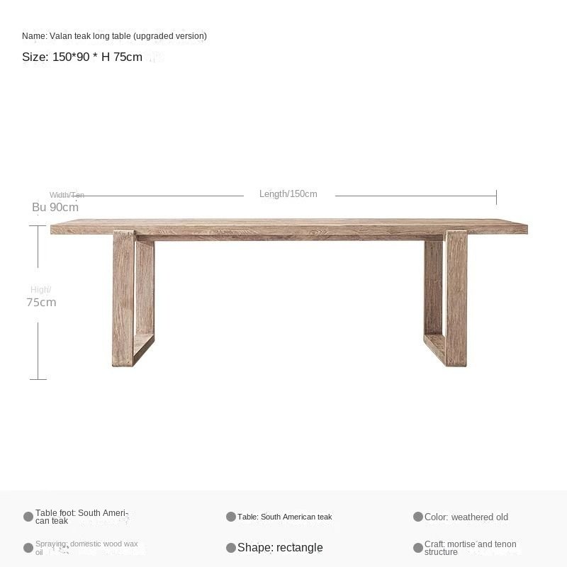 Nordic Simplicity Garden Furniture Teak Dining Table Set Courtyard Solid Wood Luxury Woven Rope Chairs