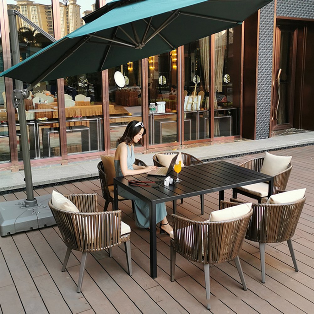 6 seats garden furniture wicker dining table sets for outdoor dining sets rattan table and chair set