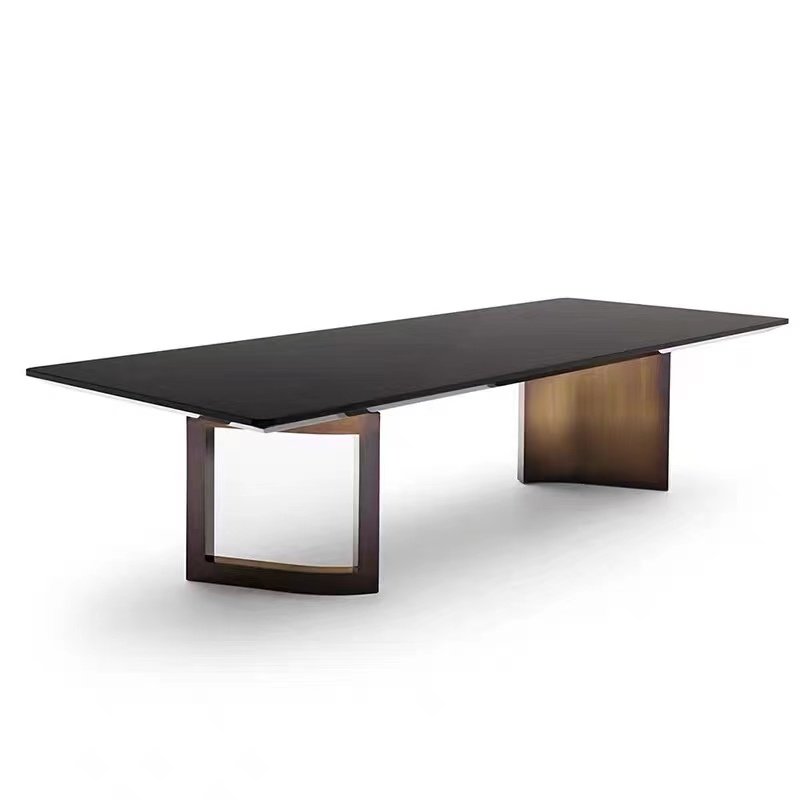 Italian Fendy Style Rose Golden Stainless Steel Base Rectangle Luxury Marble Top Dining Table Home Furniture Dinning Room Sets