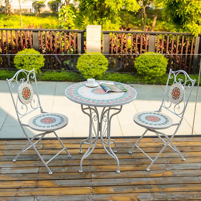 outdoor dining table set modern outdoor table and chair set Cafe Garden Leisure set Mosaic Art garden furniture