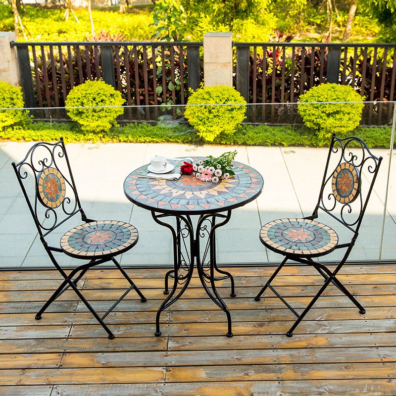 outdoor dining table set modern outdoor table and chair set Cafe Garden Leisure set Mosaic Art garden furniture