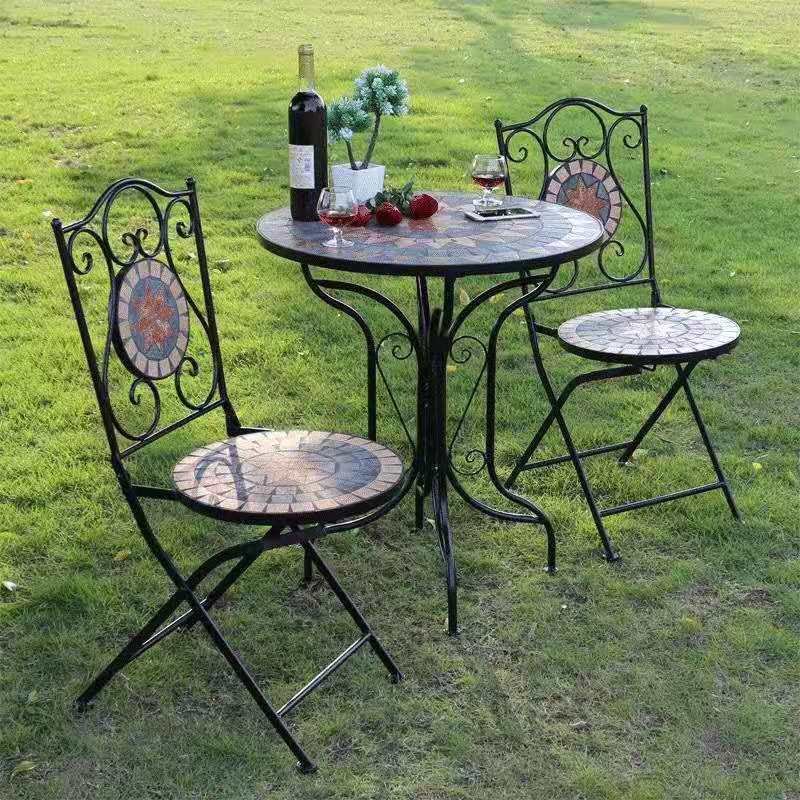 outdoor dining table set modern outdoor table and chair set Cafe Garden Leisure set Mosaic Art garden furniture