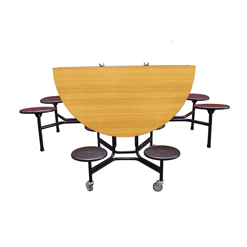 Cafeteria Folding Round Mobile Dining Table School Furniture Folding Table And Chair With Wheel Cafeteria Table With 8 Seats