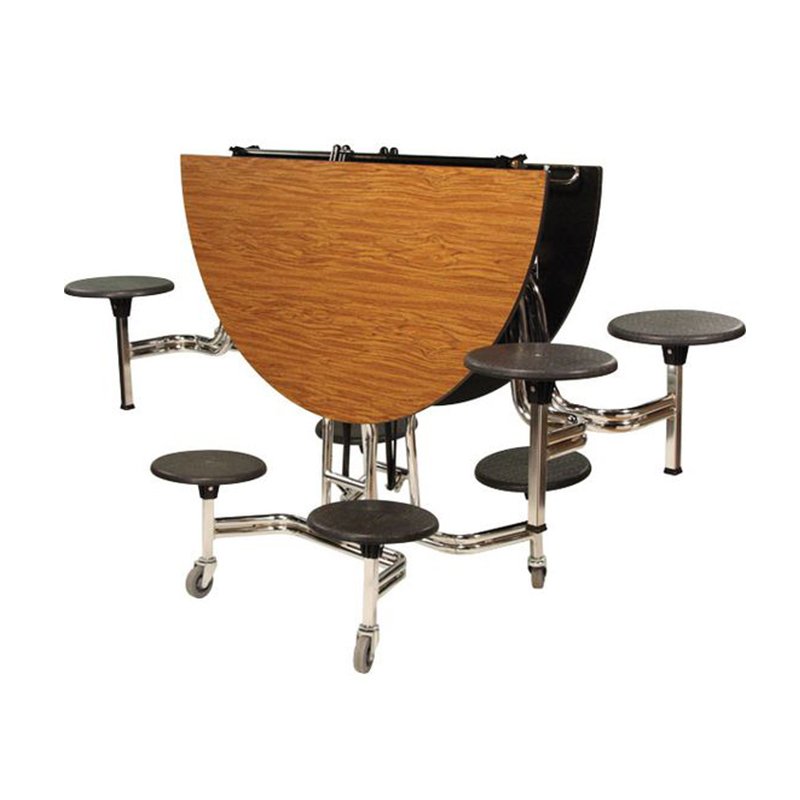 Cafeteria Folding Round Mobile Dining Table School Furniture Folding Table And Chair With Wheel Cafeteria Table With 8 Seats